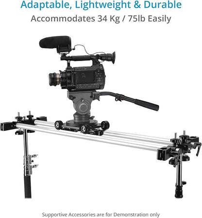 PROAIM Polaris Mini Portable Video Camera Dolly w Universal Track Ends | Mitchell & 75mm Bowl Mount | Compatible Track Rail Diameter – Ø 32‐34mm | Offers Payload of 34kg / 75lb (DL-PLRS-M01)
