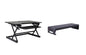 Rocelco 32" Height Adjustable Standing Desk Converter - Sit Stand Computer Workstation Riser - Dual Monitor Retractable Keyboard Tray Gas Spring Assist - Black (R EADRB2)