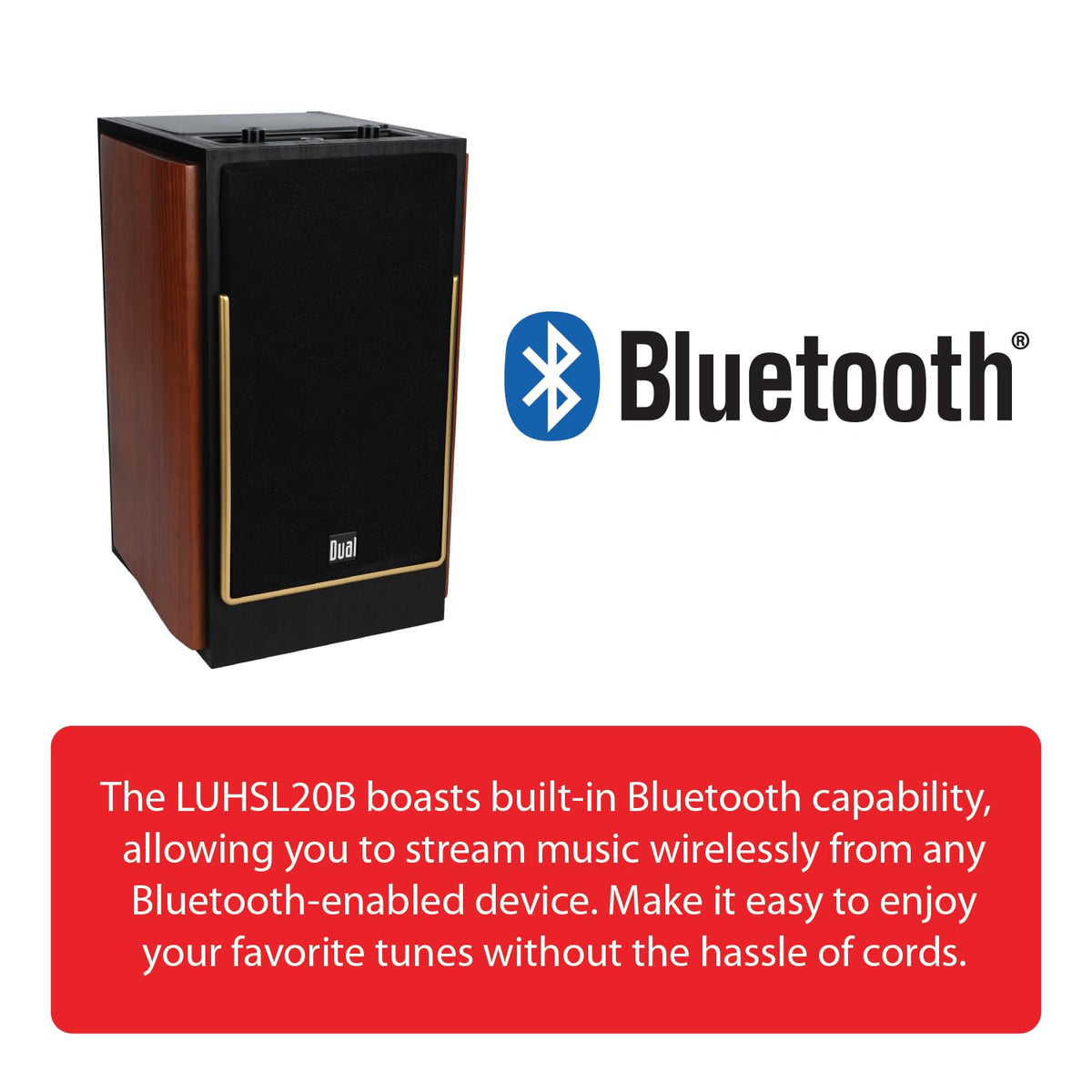 Dual Electronics LUHSL20B Bookshelf Speakers Pair Bluetooth & Class-D Amp