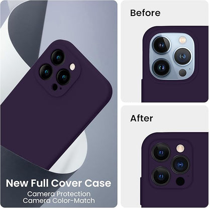 FireNova Designed for iPhone 13 Pro Case, Silicone Upgraded [Camera Protection] Phone Case with [2 Screen Protectors], Soft Anti-Scratch Microfiber Lining Inside, 6.1 inch, Purple