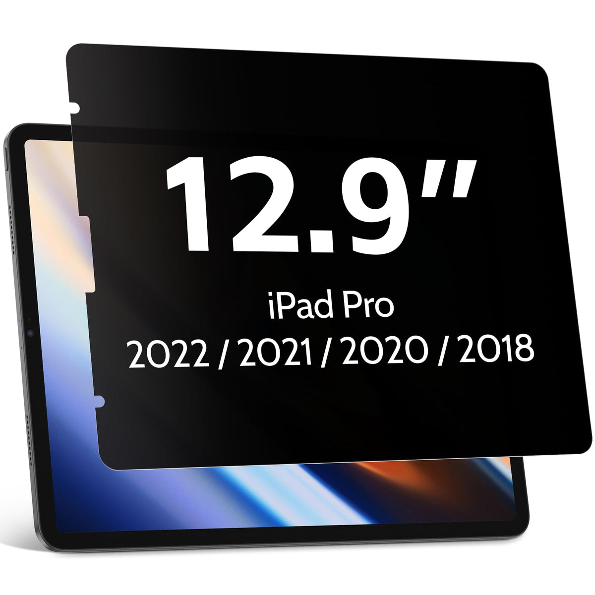 Privacy Screen Protector Compatible with iPad Pro 12.9 Inch 2018 2020 2021 2022, Anti Glare Blue Light Spy Filter Private, High Sensitive Bubble-Free Easy Install Black Security Screen Shield