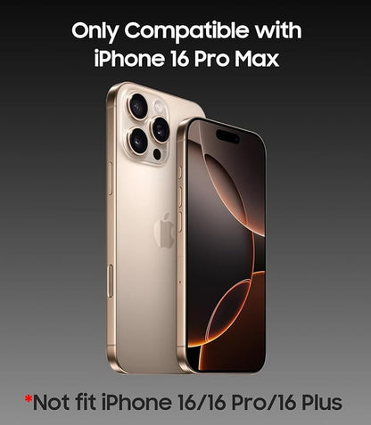 Magnetic for iPhone 16 Pro Max Case, Compatible with MagSafe, Built-in Camera Lens Protector, Logo View, Military Grade Drop Protection Phone Cover, Black