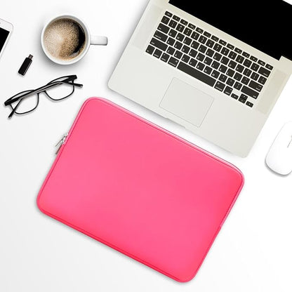 RAINYEAR Laptop Sleeve Case Compatible with 13.3 Inch Notebook Computer Tablet Chromebook 14" MacBook Pro M1 M2 M3 M4 Pro/Max Soft Cover Protective Case Carrying Bag (Bright Pink, Upgraded Version)