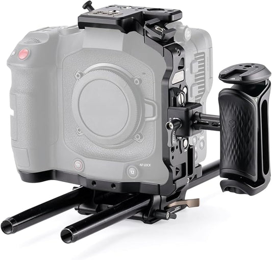 Tilta Camera Cage Compatible with Canon C80 Advanced Kit | Includes Tilta Xeno NATO Side Handle, 15mm LWS Baseplate, Aluminum Rods & Button Extensions | NATO, Cold Shoe, 1/4"-20 & 3/8"-16 Threads