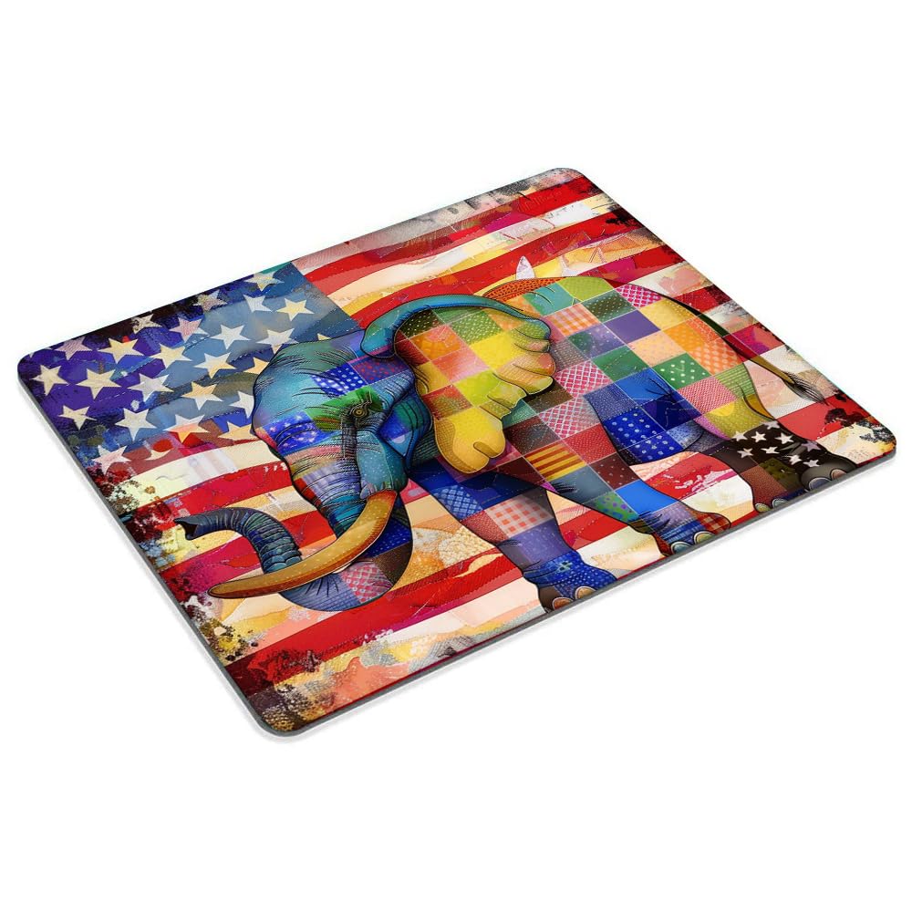 Square Mouse Pad American Flag，Colorful Baby Elephant-1,Gaming Mouse Pads for Desk,Soft Computer Waterproof Non-Slip Mouse Mat
