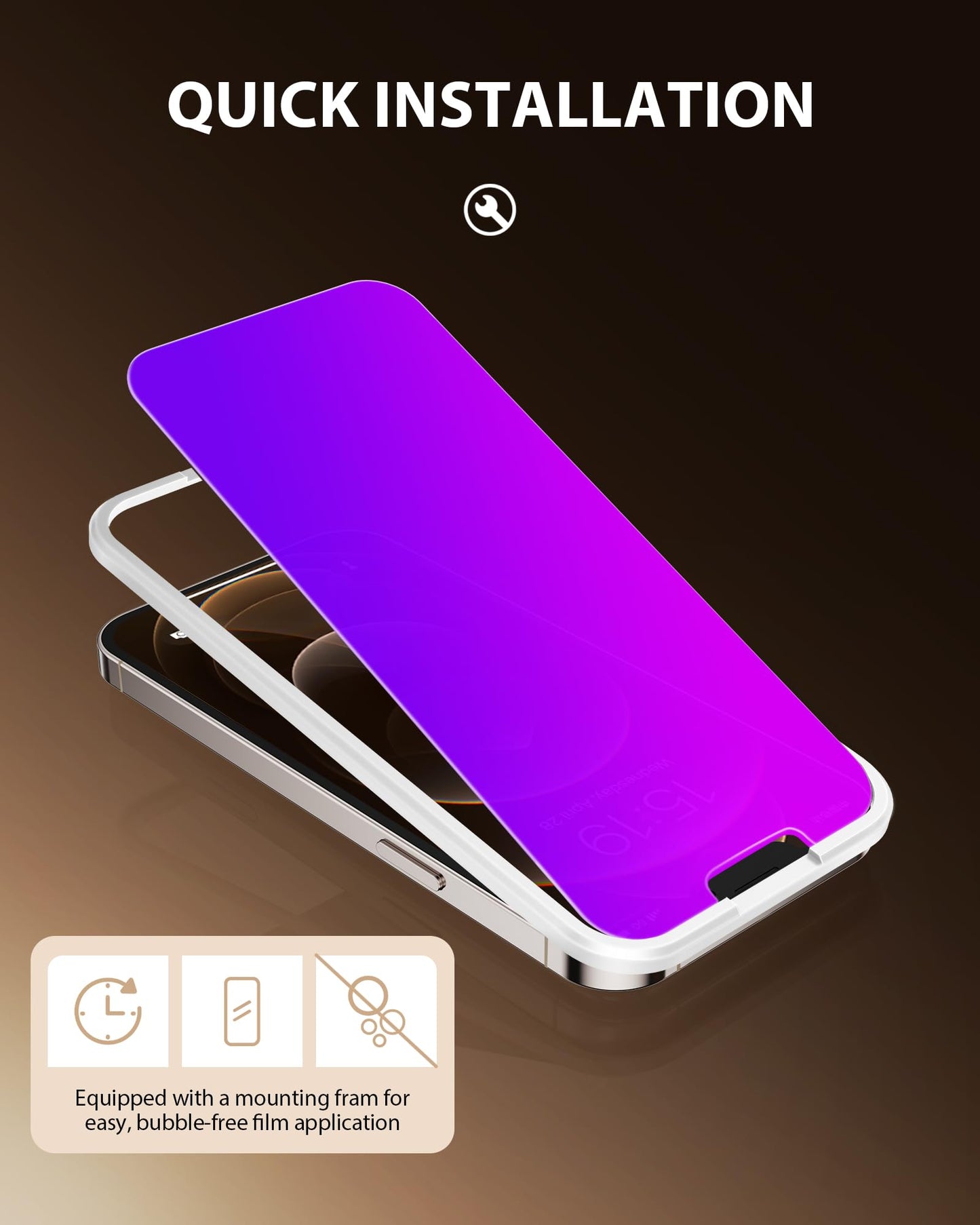 PDDKISS Compatible for iPhone 12 Pro Max Privacy Screen Protector 6.7 Inch, Purple Gradient Colorful Anti Spy Anti Blue Light HD Screen Protector Tempered Glass Easy Installation