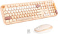 KNOWSQT Wireless Keyboard and Mouse Combo - Lovely Milktea Rainbow Full-Sized Typewriter Colorful Keyboards, Round Keycap USB Plug Play Retro Cute Keyboards for Windows, Laptop, PC, Desktop, Computer