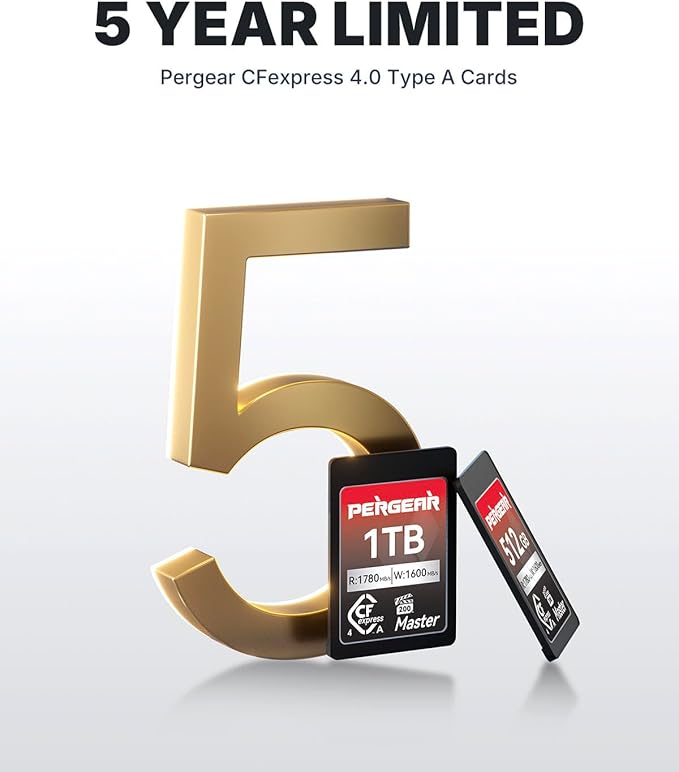 Pergear 512GB CFexpress 4.0 Type A Memory Card VPG200, Up to 1780MB/s Read Speed & 1600MB/s Write Speed for 4K 120P, 8K 30P Video Recording(Master Series), Compatible for Sony Alpha & FX Cameras