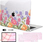 for MacBook Air 13 inch M1 Case 2021 2020 2019 2018 (Model M1 A2337 A2179 A1932) with Touch ID & Retina Display, Printed Pattern Hard Shell Case Keyboard Cover, Pink & Purple Flowers