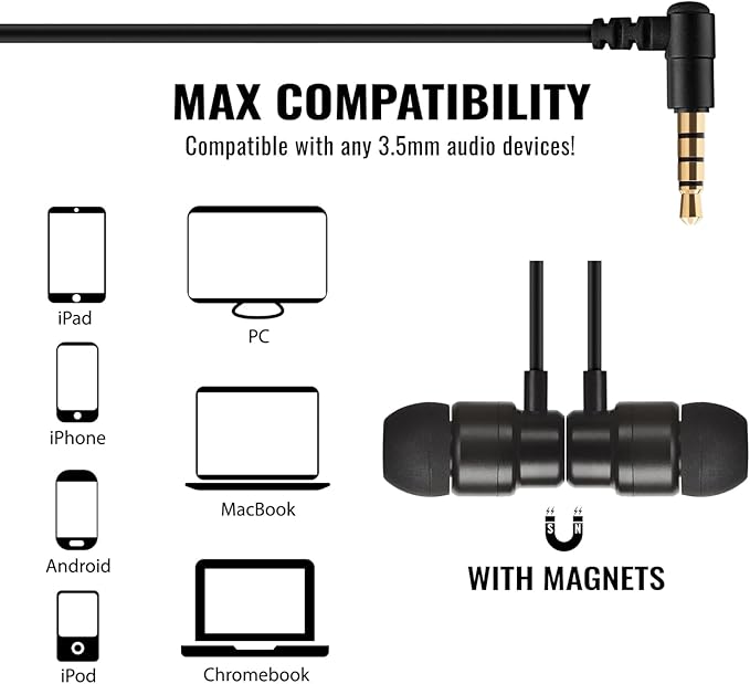 UliX Rider Wired Earbuds in-Ear Headphones, Earphones with Microphone, 5 Years Warranty, with Anti-Tangle Cable, Ear Buds for iPhone, iPad, Samsung, School Students, Kids, Women, Small Ears