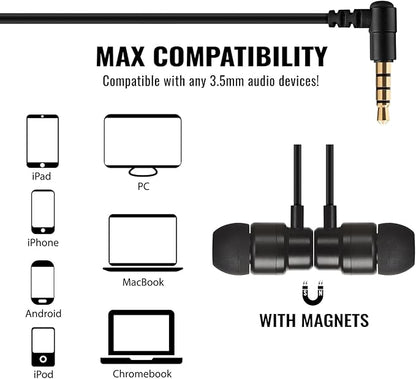 UliX Rider Wired Earbuds in-Ear Headphones, Earphones with Microphone, 5 Years Warranty, with Anti-Tangle Cable, Ear Buds for iPhone, iPad, Samsung, School Students, Kids, Women, Small Ears