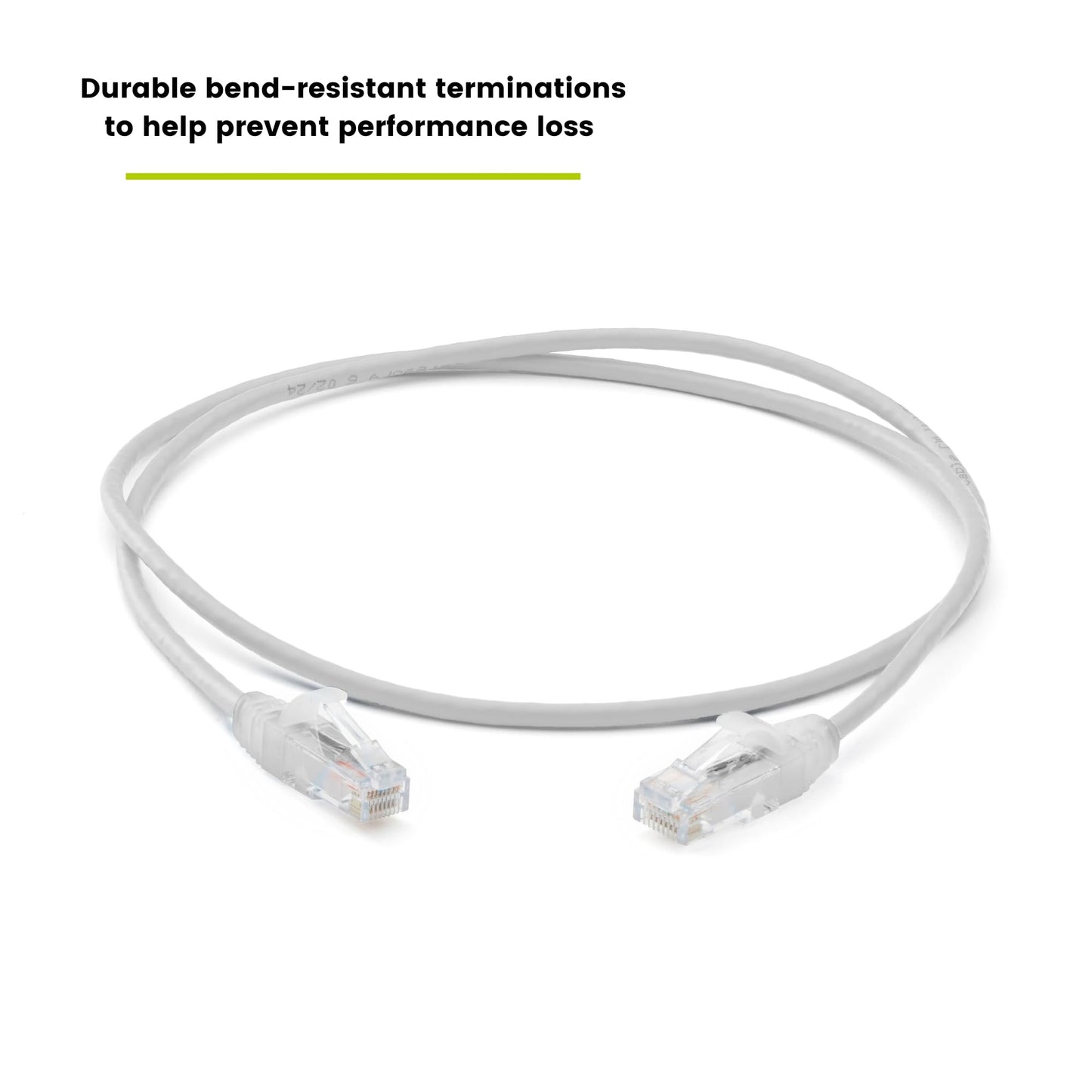 TRUECABLE Cat6 Component Rated Patch Cable, Unshielded (U/UTP), 2ft, White, 28AWG Stranded Pure Copper, Snagless 10G High-Speed Ethernet Cable, PoE++ 4PPoE 100W, UL Listed, RoHS-3, 1 Pack