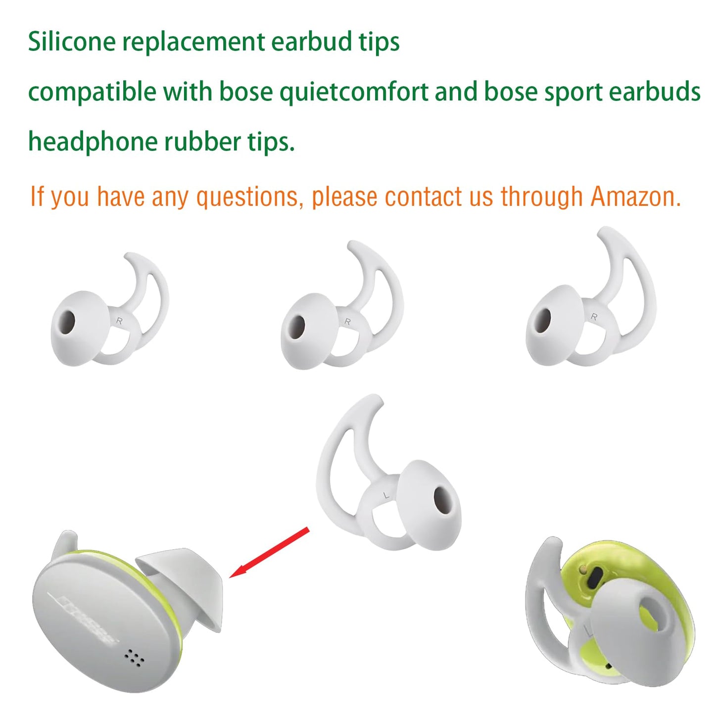 WKYMY Earbud Replacement Tips Silicone Earbud Tips Compatible with Bose Quietcomfort and Sport Headphone Rubber Tips Ear Bud Covers 3 Pairs S M L Gray