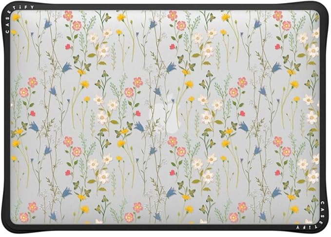 CASETiFY Impact MacBook Air 13" (M1/Intel) Case [Cushioned Impact Corners/Scratch-Resistant/Anti-Slip Grip] - Dreamy Floral Pattern - Clear Black