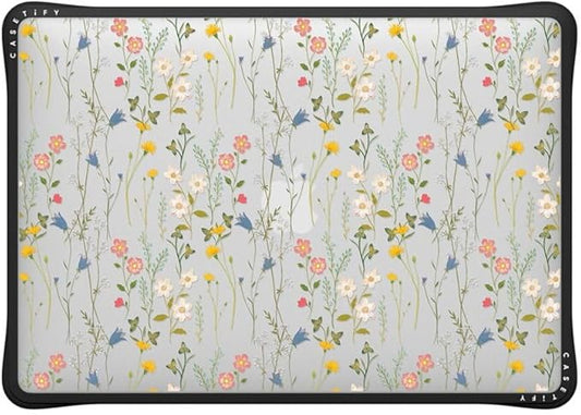 CASETiFY Impact MacBook Air 13" (M1/Intel) Case [Cushioned Impact Corners/Scratch-Resistant/Anti-Slip Grip] - Dreamy Floral Pattern - Clear Black