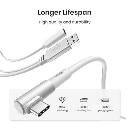 KIWI design Link Cable with Charging 16FT Compatible with Meta Quest 3S/3/2/Pro/Pico 4 Accessories and PC/SteamVR, USB 3.0 to USB C Link Cable with 5Gbps Super Speed for Extended Gameplay, White