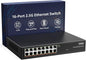 YuanLey 16 Port 2.5GB Umanaged Ethernet Switch, 16 x 2.5G Base-T Ports, Compatible with 100/1000/2500Mbps, Metal Fanless, Desktop/Rack Mount YuanLey 2.5 Gigabit Network Switch for Wireless AP, PC