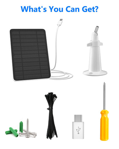 Solar Panel Charger Compatible with Reolink Argus 2E/Eco Ultra/Go PT Plus/Go Plus/Argus 3 Pro/Argus PT, 5W Solar Panels for Reolink Battery Camera, IP65 Waterproof 10ft Cable Secure Wall Mount, 2 Pack