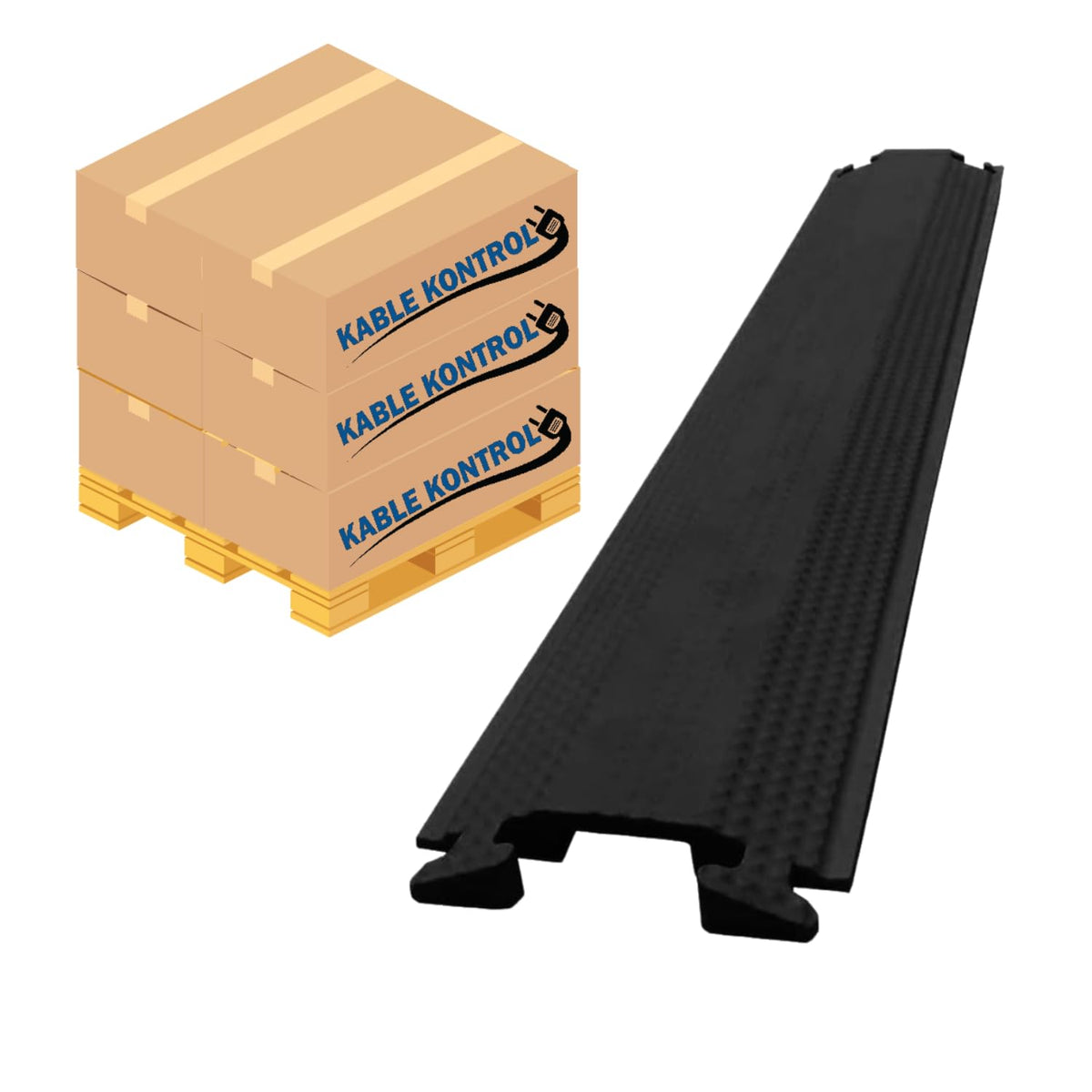 Kable Kontrol Drop Over Floor Cord Cover – 36” Inch Long 1 Channel Cable or Wire Protector – 20 Pcs Bulk Pack - Rubber Ramp for Indoor and Outdoor Use – Yellow