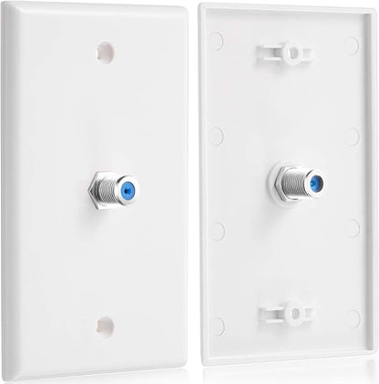 Weewooday 8-Pack White Single Gang F Connector Coax Wall Plates (Blue, 1-Port)