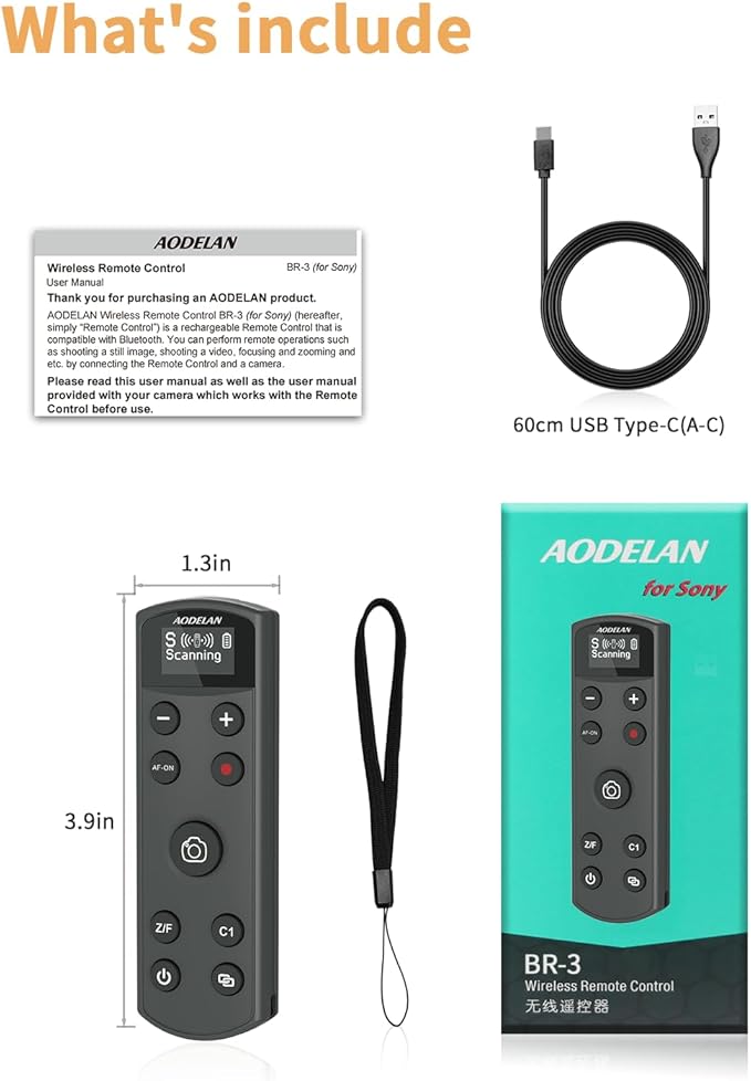 for Sony Camera Wireless Remote Control - Aodelan Rechargeable Shutter Release with OLED Screen for ZV-E10, FX3, a6100, a6400, a6600, a7 III, a7R III, DSC-RX100 VII, ZV-1; Replace Sony RMT-P1BT