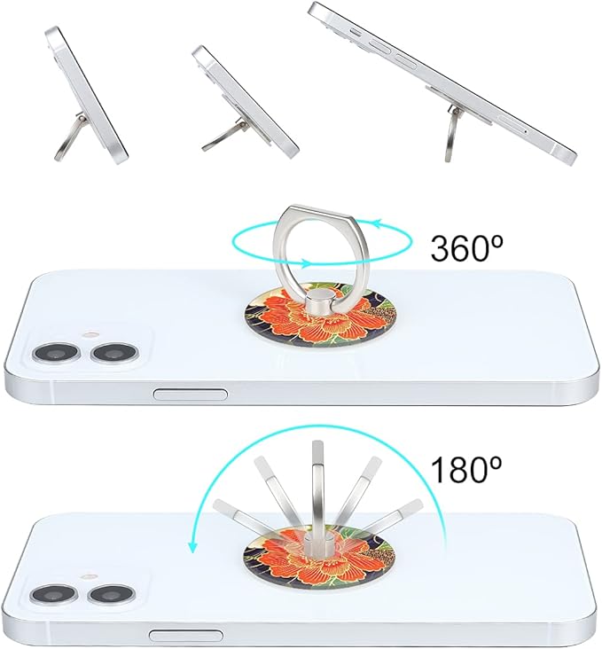 Bonoma Phone Ring Holder, 3 Pack Universal Finger Ring Stand Grip Kickstand Ring for All Smartphones (Flowers)
