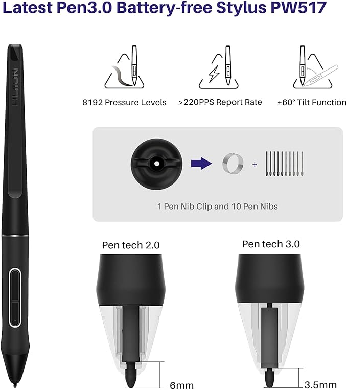 HUION Kamvas 24 Plus 2.5K QHD Graphic Drawing Tablet with Screen, 140%sRGB Full-Laminated QD Drawing Monitor with Battery-Free Stylus 8192 Pen Pressure Tilt for PC, Mac, Android, 23.8inch Pen Display