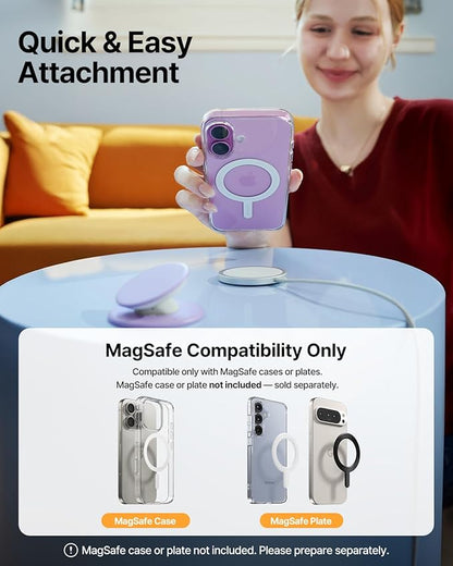 Sinjimoru for MagSafe Phone Grip, Soft Silicone Magnetic Finger Grip for iPhone 16/15/14/13/12, Comfortable One-Touch Holding, M-Tap Tok Blue