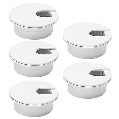 5 Pcs Desk Grommet 1-3/8" / 35 mm, Desk Cord Hole Cover, Cable Grommet ABS Plastic, Desk Hole Grommet for Home & Office Pc, Detachable Cable Cord Organizer-White