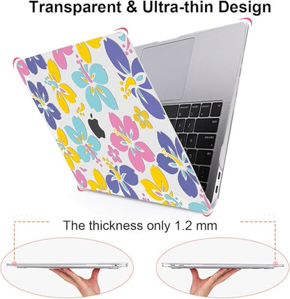 for MacBook Air 13 Inch Case 2021 2020 2019 2018, Pattern Plastic Hard Shell Case Keyboard Cover for Mac Air 13 A2337 M1 A2179 A1932 with Touch ID & Retina Display, Colorful Hibiscus Flower
