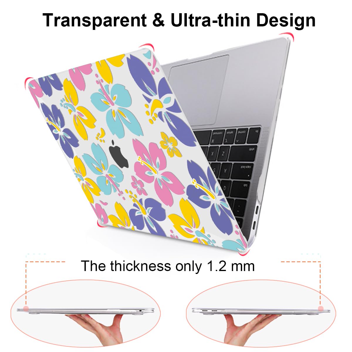 LCMOCICO for MacBook Air 13 Inch Case 2021 2020 2019 2018, Pattern Plastic Hard Shell Case Keyboard Cover for Mac Air 13 A2337 M1 A2179 A1932 with Touch ID & Retina Display, Colorful Hibiscus Flower