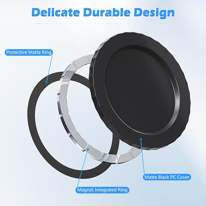 imluckies Magnetic Base Compatible with PopSocket Phone Grips and MagSafe iPhone Series Case, Removable Kindle/Phone Holder Base, Thin & Light Portable Plate, Pure Black