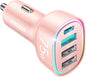 USB C Car Charger Cigarette Lighter Adapter 75W 4-Port Fast Car Charger Fast Charging Compatible with iPhone16/15/14/13 Series- Pink