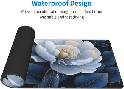 Gaming Mouse Pad, Large Non-Slip Rubber Base Mousepad, Keyboard Mouse Mat, Desk Pad with Stitched Edges, 31.5x11.8inch, Gorgeous Flowers