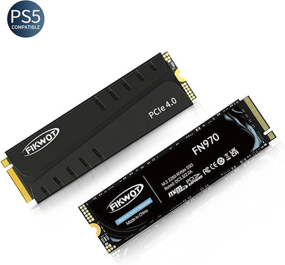 FN970 1TB M.2 2280 PCIe Gen4 x4 NVMe 1.4 Internal Solid State Drive with Heatsink - Speeds up to 7,400MB/s, Configure DRAM Cache, Compatible PS5 Internal SSD