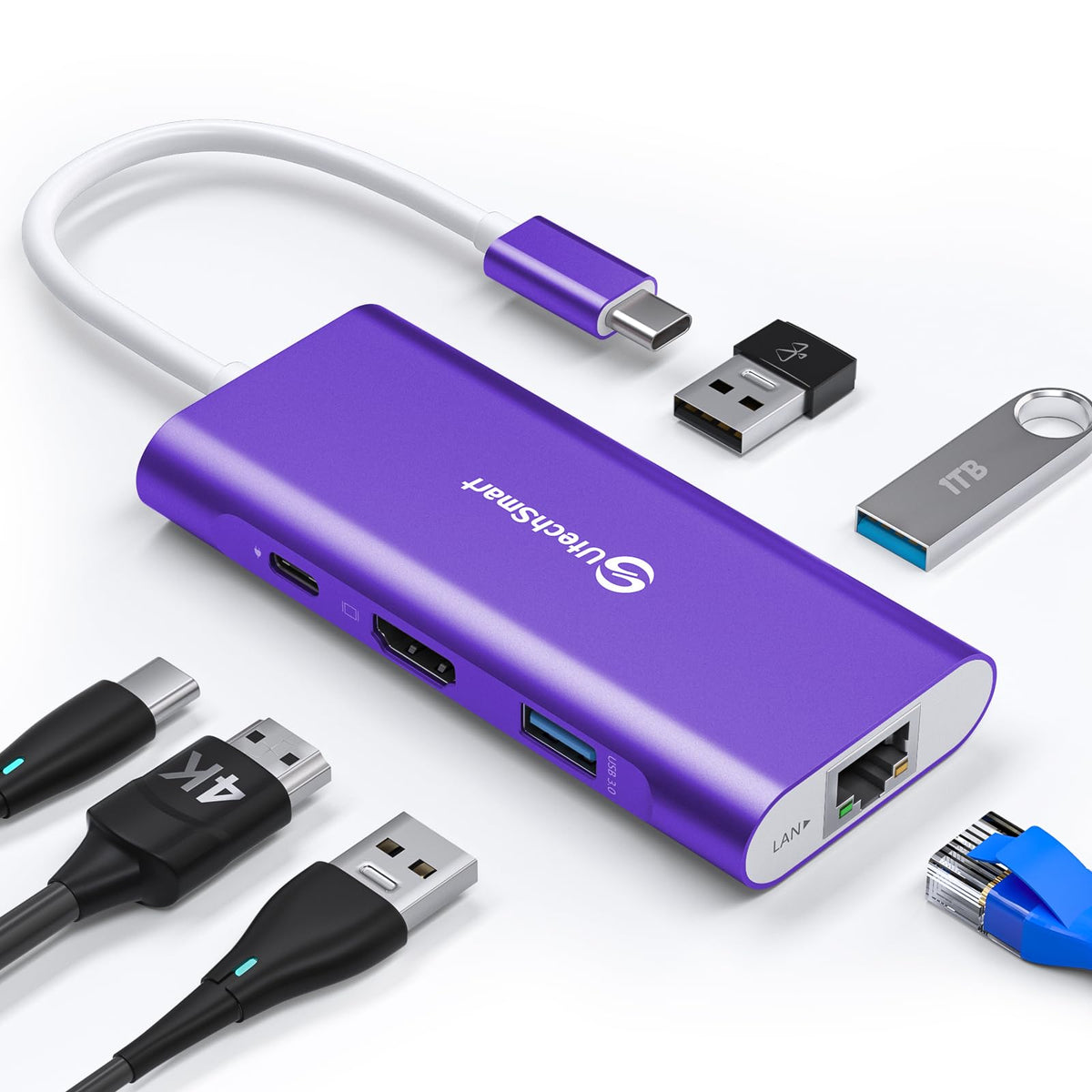 UtechSmart USB C Hub 6 in 1 Multiport Adapter for MacBook Pro/Air