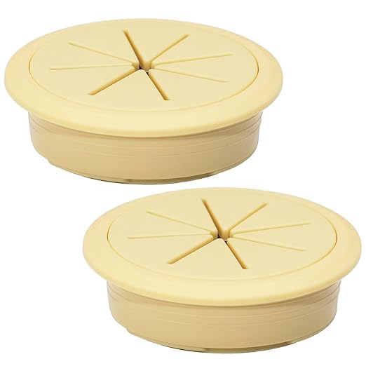 EASYEAH 2 Pcs Desk Grommet 3-1/8" / 80 mm, Desk Hole Cover for Cables Beige, Cable Grommet ABS Plastic, Desk Hole Grommet for Home & Office Pc, Detachable Cable Cord Organizer