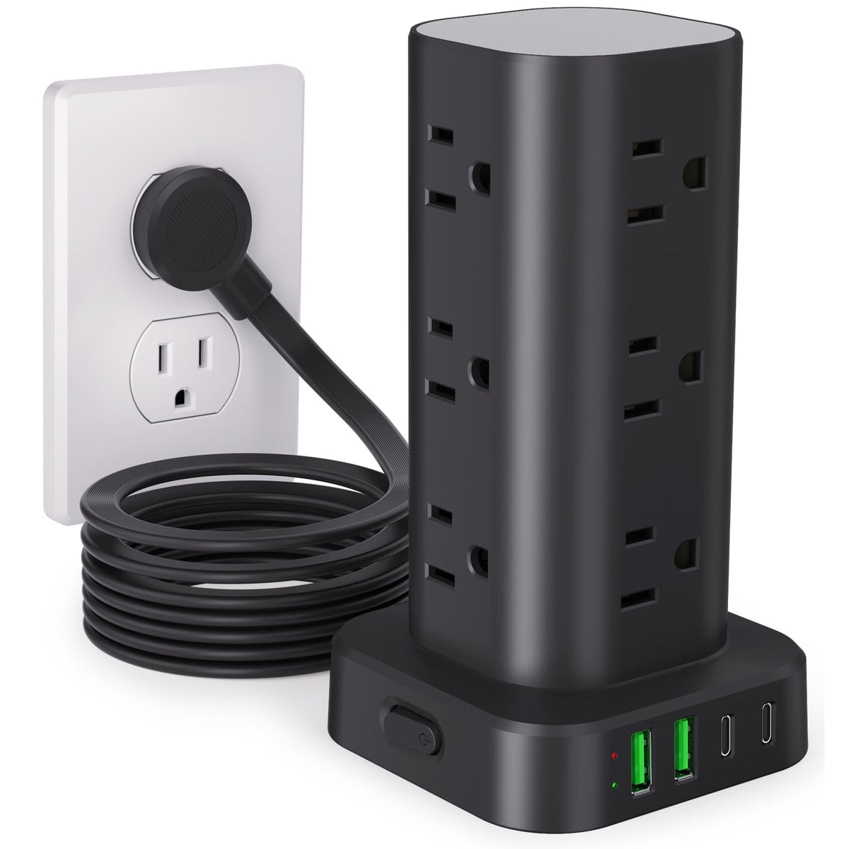 Power Strip Tower with Wireless Charger,Surge Protector with 12 Outlets
