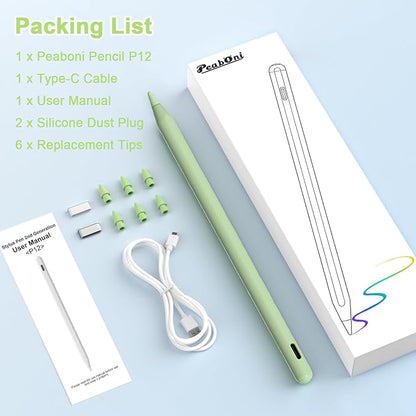 Pencil 2nd Generation for iPad 2018-2024 with Magnetic Wireless Charging Compatible with Apple iPad Pro 13”(M4)/12.9”/11”,iPad Air 6(M2)/5/4/3,iPad mini 7(A17 Pro)/6/5,iPad10/9/8/7/6 Green
