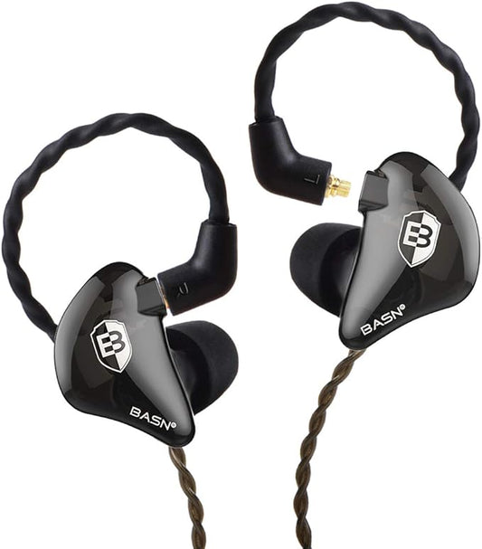 BASN in Ear Monitor Headphones for Musicians, Bsinger 2nd Generation Sound Isolating Earphones with Dual Dynamic Drivers Detachable MMCX Cable (Black)…