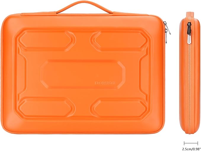 DOMISO 14 inch Laptop Sleeve with Handle Shockproof Computer Bag Waterproof EVA Protective Carrying Case for 14" ThinkPad E480/Yoga 920/13.5" Microsoft Surface Book/HP Pavilion 14 Stream 14, Orange