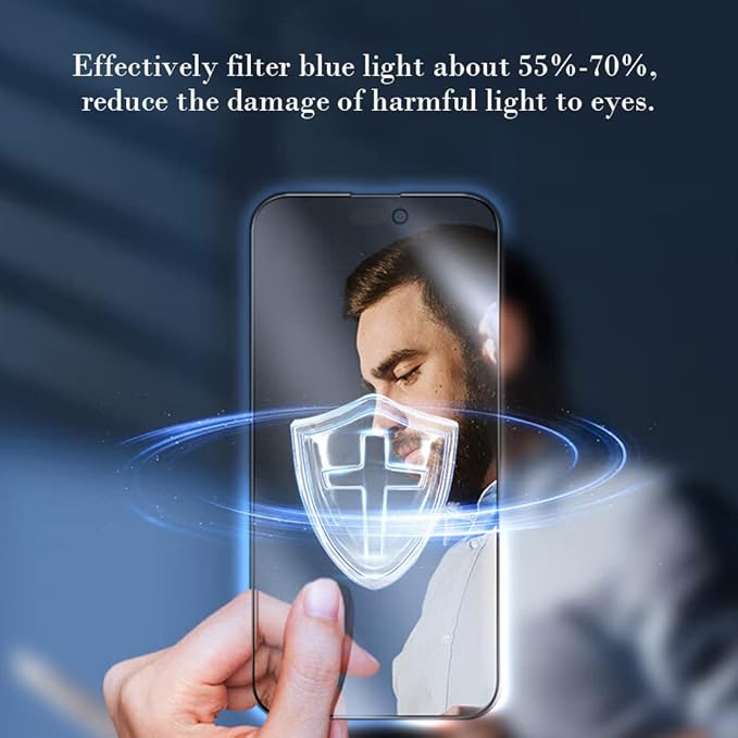 PERFECTSIGHT Sapphire Anti Blue Light Screen Protector Designed for iPhone 14 Pro, [Medical-Grade Eye Protection] HD Filter 6 Radiations Shatterproof Diamond Hard Tempered Glass (6.1 inch)