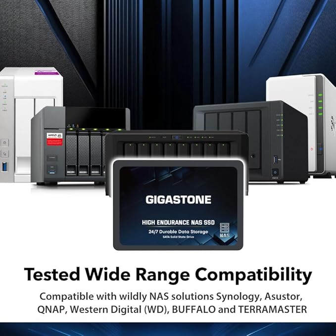 Gigastone 1TB NAS SSD Drive (8-Pack) 24/7 Durable TLC High Endurance RAID Data Storage Network Attached Storage 2.5" SATA Internal Solid State Hard Drives