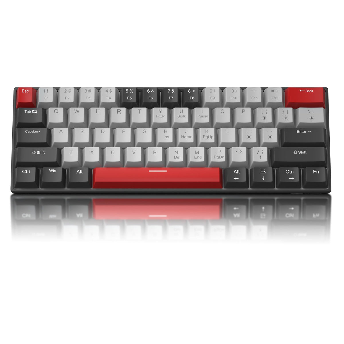 Camiysn 60% Mechanical Gaming Keyboard, White Gaming Keyboard with Red Switches, Detachable Type-C Cable Mini Keyboard with Blue LED Light for/PC/Laptop