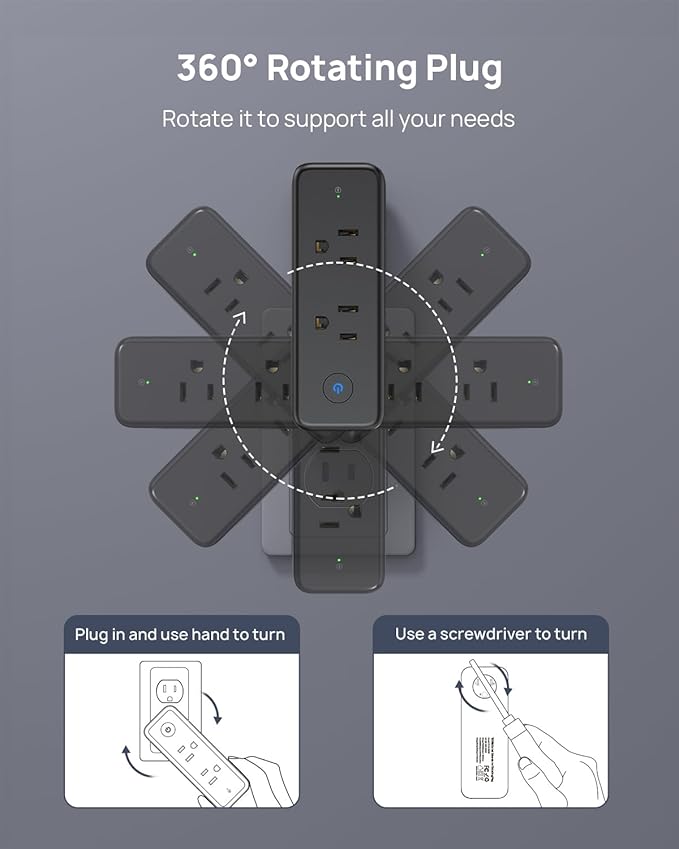 TROND Outlet Extender Surge Protector with 6 AC Plug Splitter