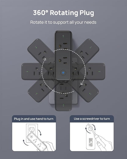 TROND Outlet Extender Surge Protector with 6 AC Plug Splitter