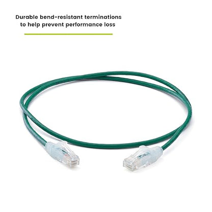 TRUECABLE Cat6 Component Rated Patch Cable, Unshielded (U/UTP), 2ft, Green, 28AWG Solid Copper, Snagless 10G High-Speed Ethernet Cable, PoE++ 4PPoE 100W, UL Listed, RoHS-3, 5 Pack
