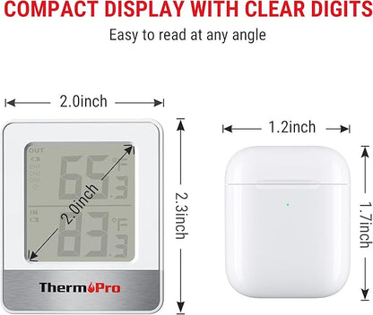 ThermoPro Indoor Outdoor Thermometer Wireless 500FT, Outside Greenhouse Thermometer with Temperature Sensor, Outdoor Thermometers for Patio Reptile House Home Baby Room Temperature Monitor