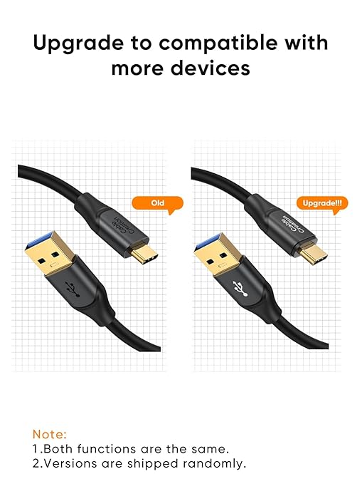 CableCreation 2-Pack USB C to USB A Cable 5FT,USB 3.1 USB 3.2 Gen2 10Gbps USB C Data Cable, Android Auto 3A for External SSD MacBook Pro iPad, Galaxy S24/S23, iPhone 16, 1.5m