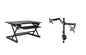 Rocelco 32" Height Adjustable Standing Desk Converter - Sit Stand Computer Workstation Riser - Dual Monitor Retractable Keyboard Tray Gas Spring Assist - Black (R EADRB2)